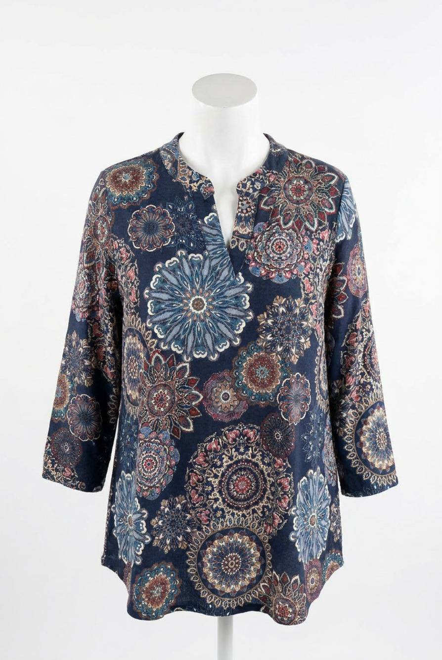 NEW DEAR SCARLETT mandala print lizzy top in multi